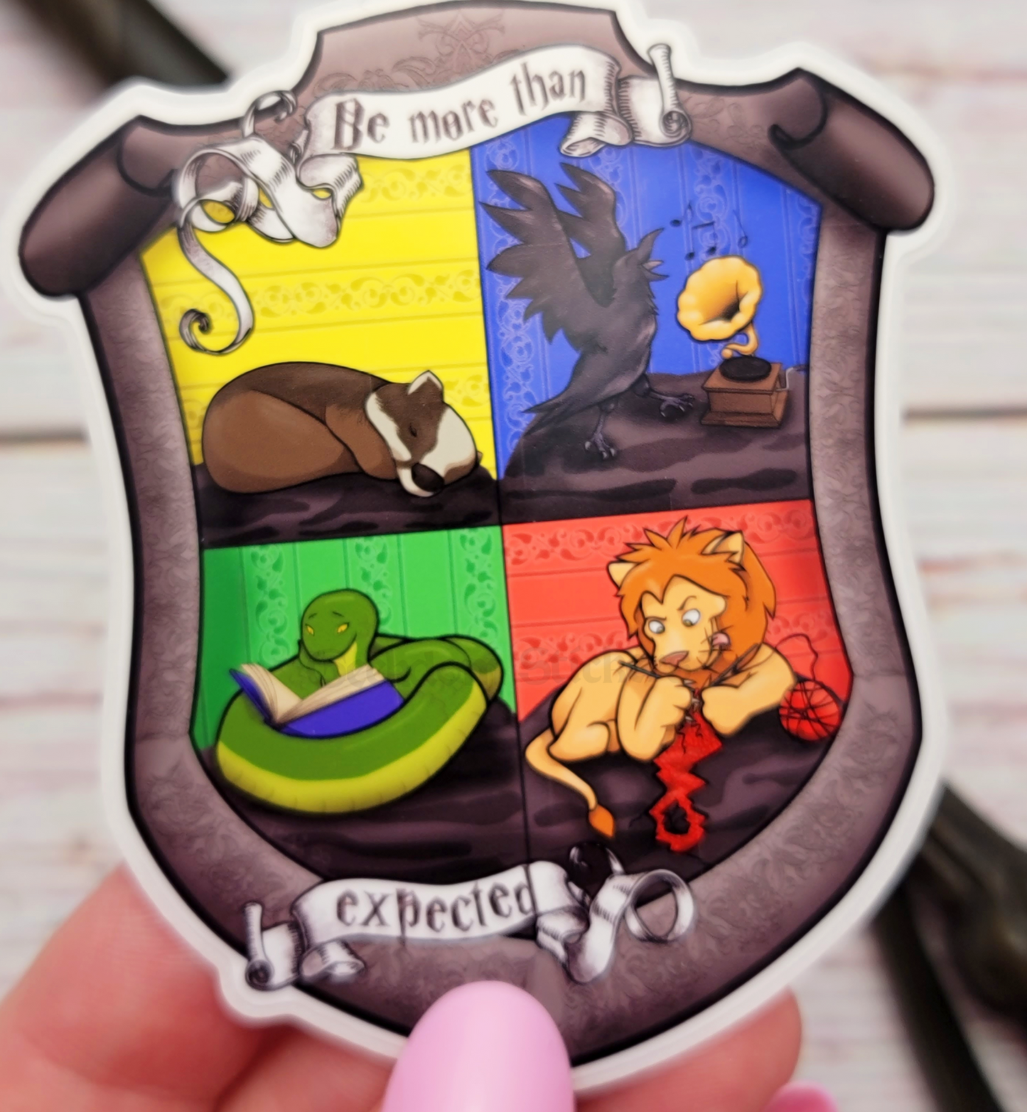 hogwarts house crest parody sticker