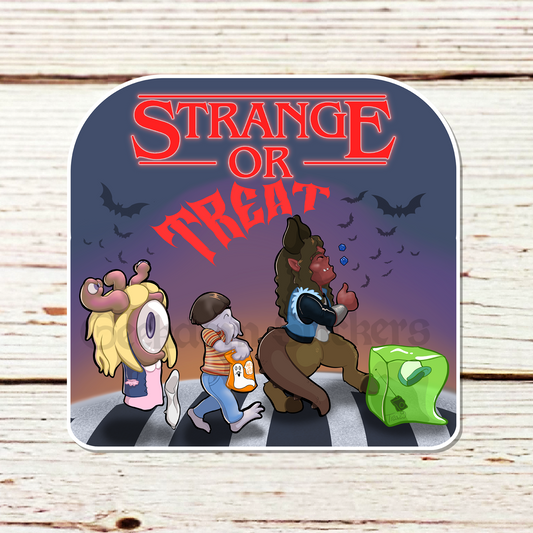 Halloween Strange Or Treat Sticker