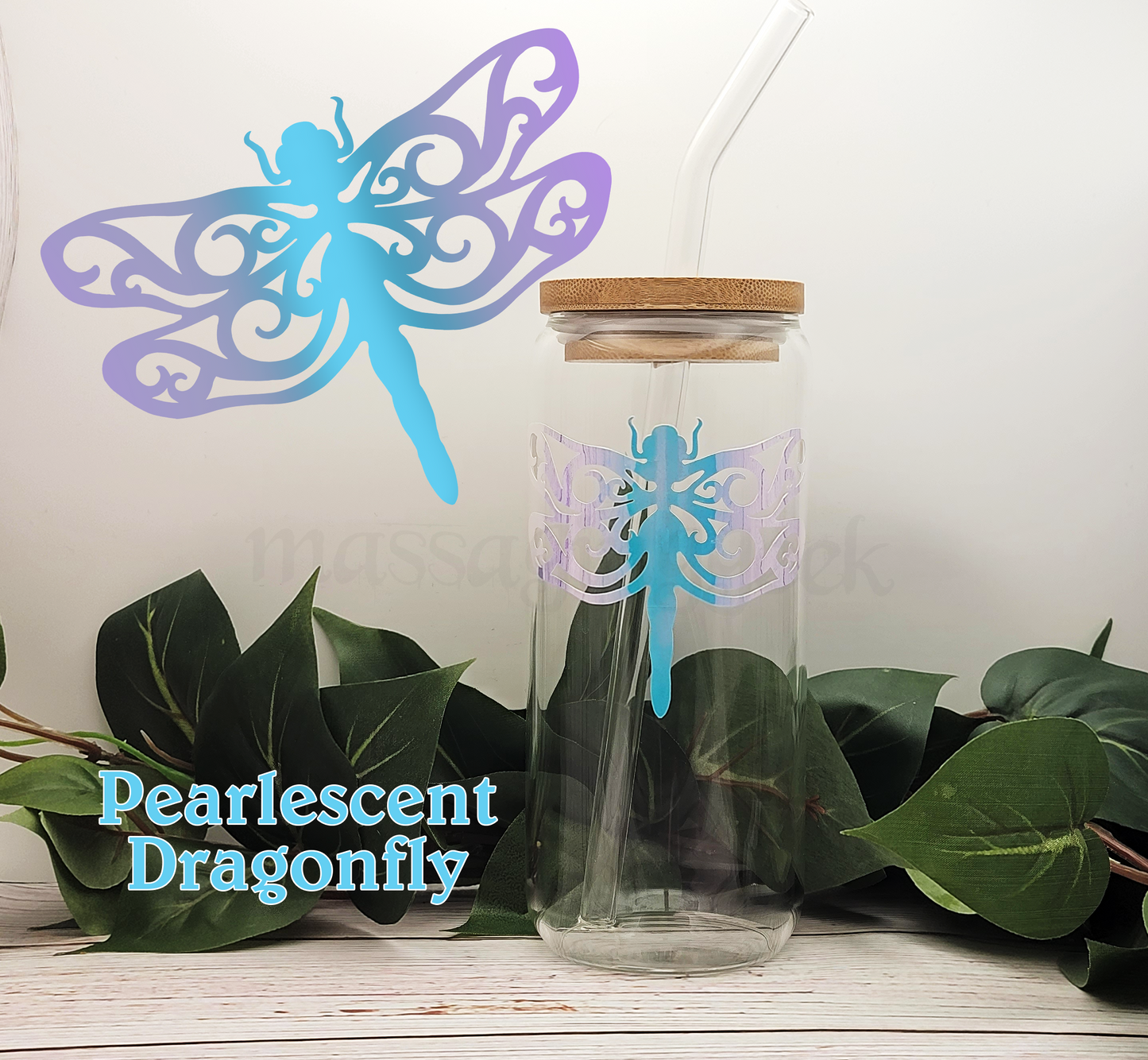 pearlescent dragonfly tumbler decal