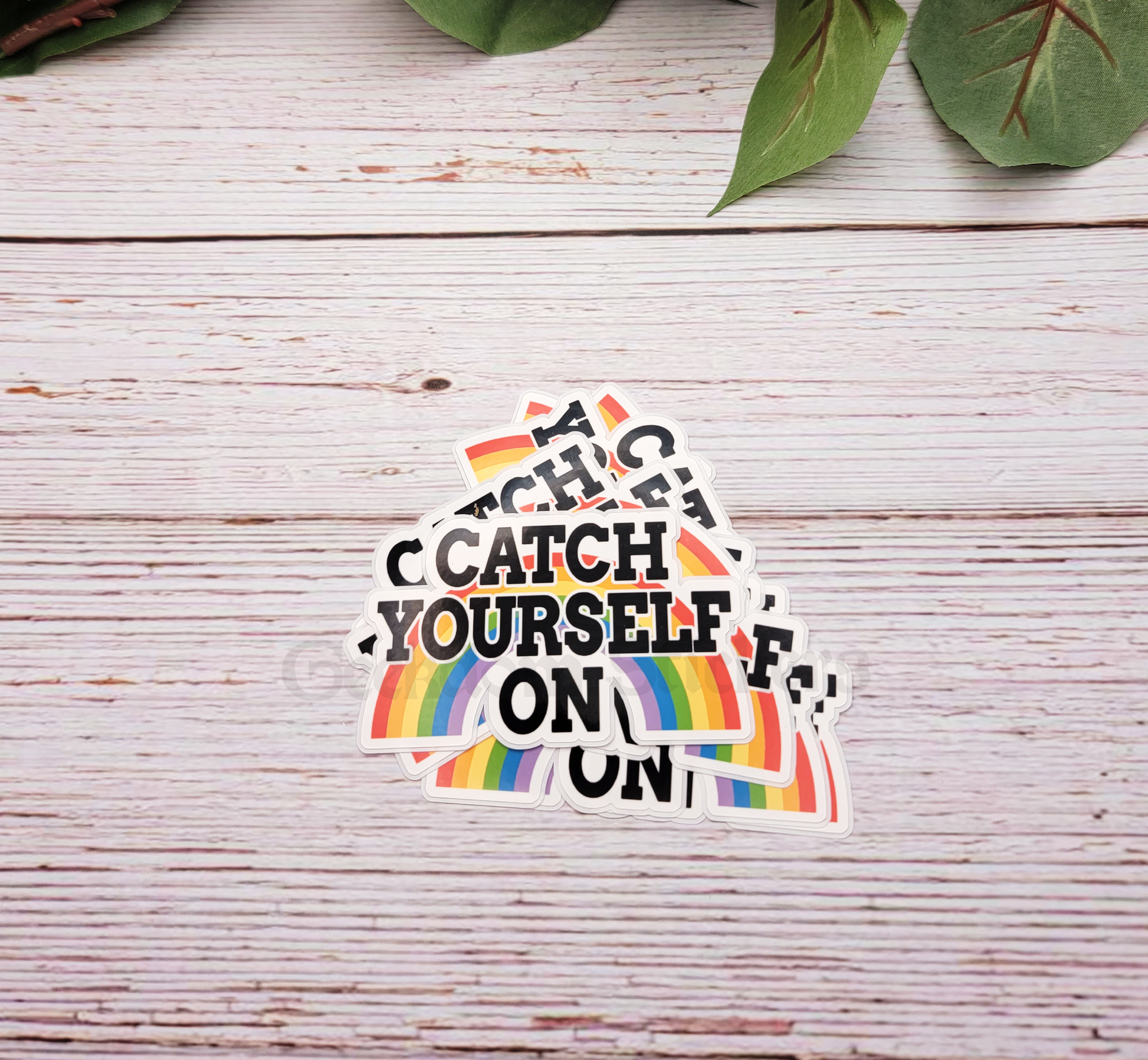 rainbow catch yourself on sticker