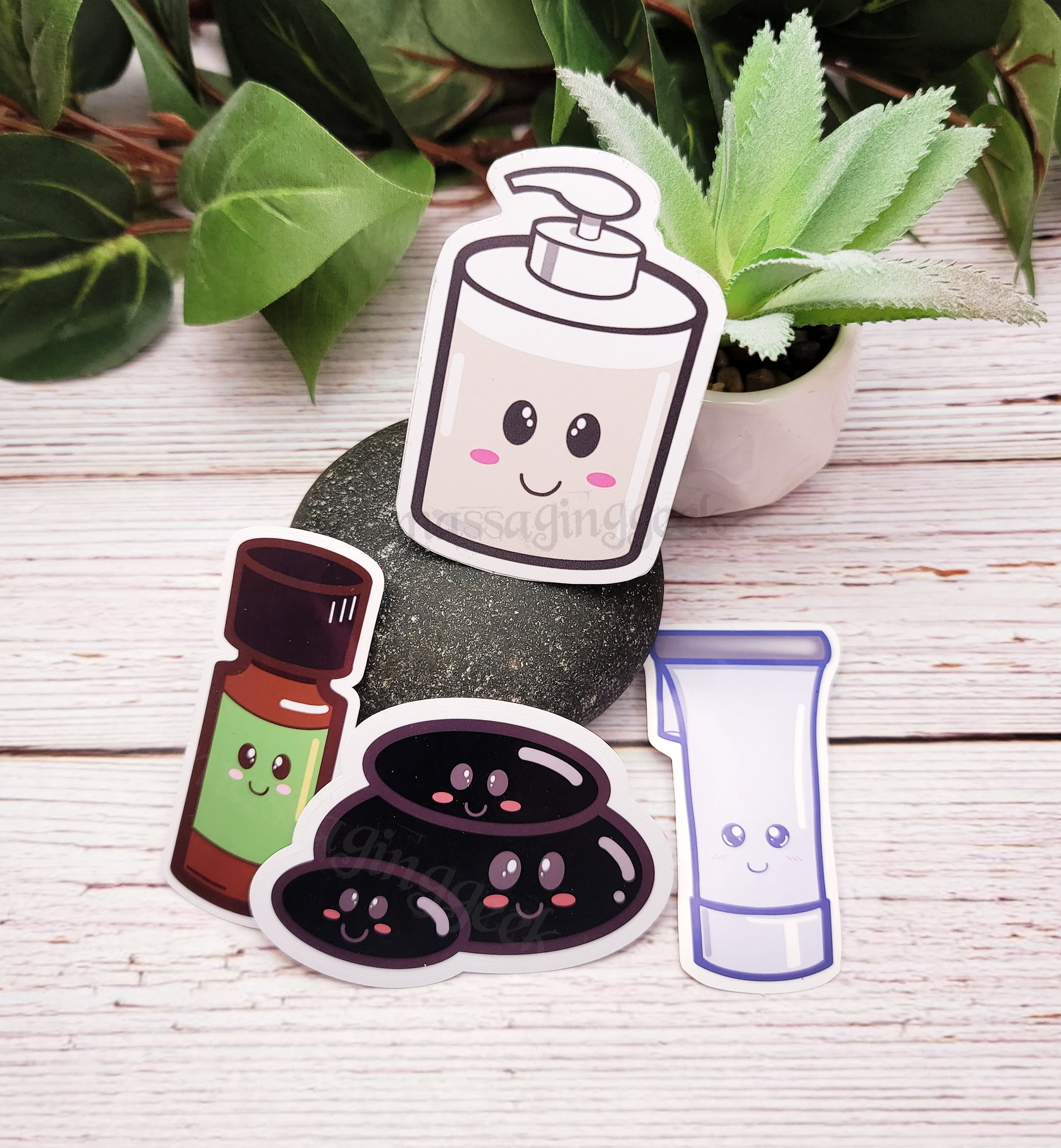 cute massage tools stickers